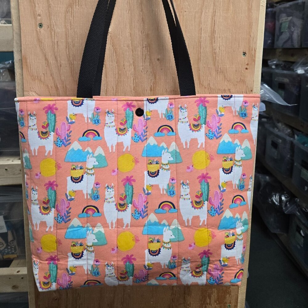 Crafty & Posh Handmade Quilted Llama Print Everyday Shoulder Tote Bag
